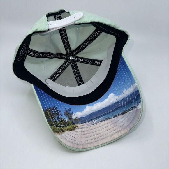 ALPHA 808 Maui Embroidered Snapback Woven Ball Cap Aloha Hat Mint Green - Picture 6 of 10